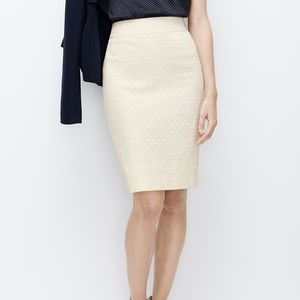 Cream Dot Jacquard Pencil Skirt